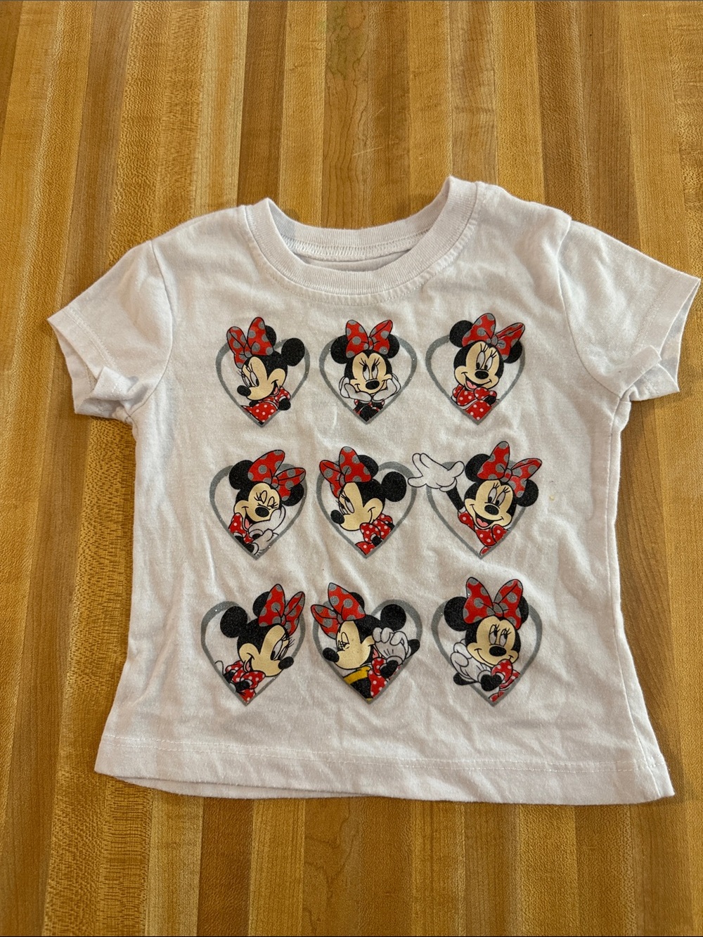 Disney White Minnie Mouse Short Sleeve Tee with Red Bows